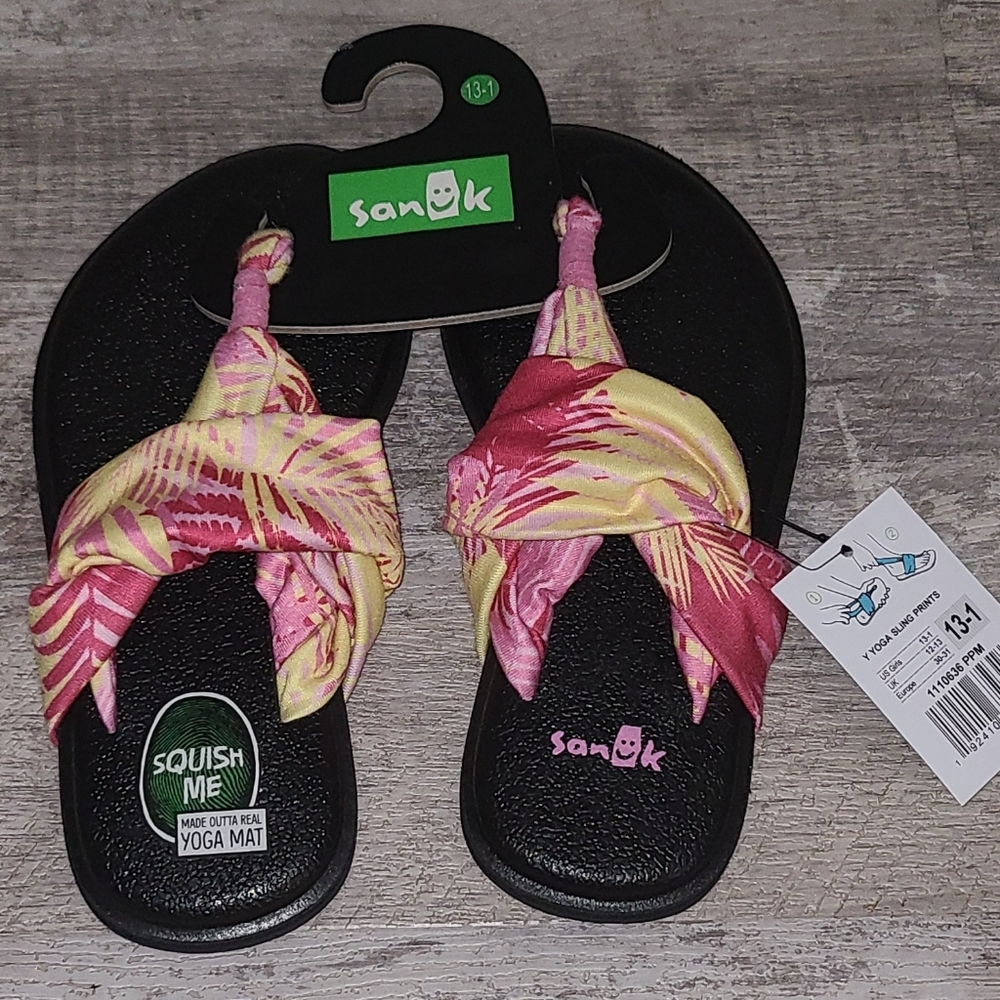Sanuk Kids Yoga Sling Prints Pink Palm 13-1Y
